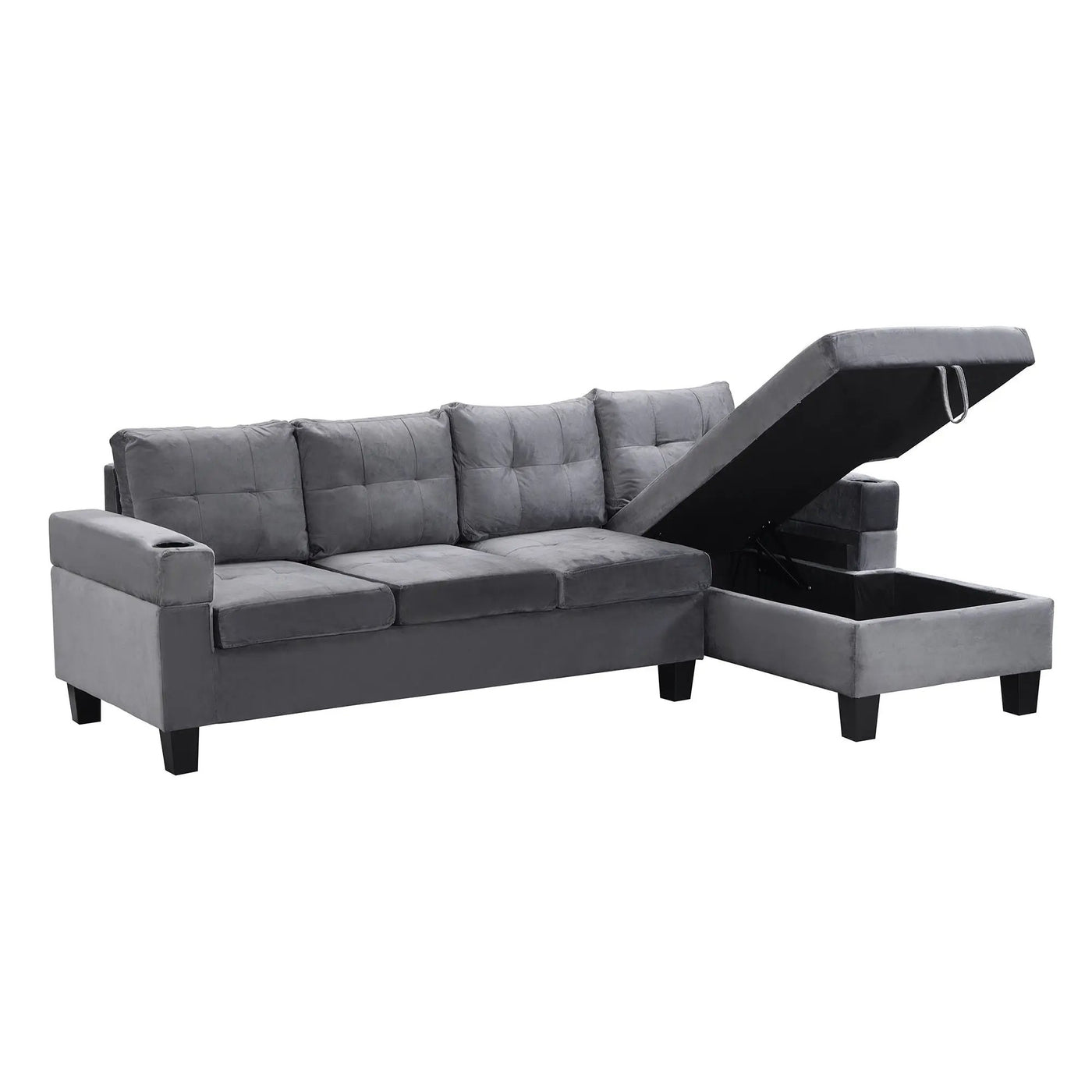 Modern Sectional Sofa Set With L Shape Chaise Lounge And Storage by Unique Piece Furniture