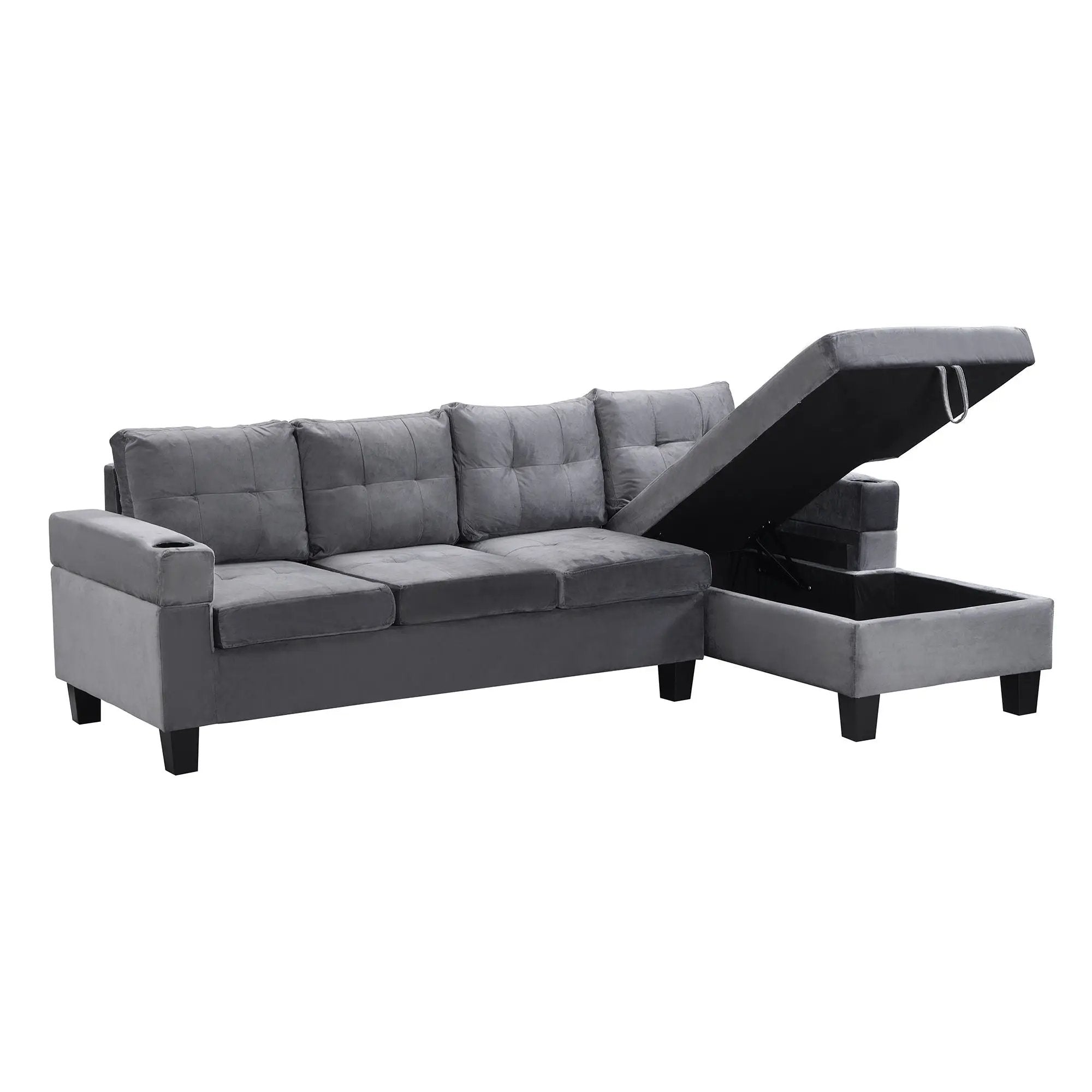 Modern Sectional Sofa Set With L Shape Chaise Lounge And Storage by HouseOfZazla