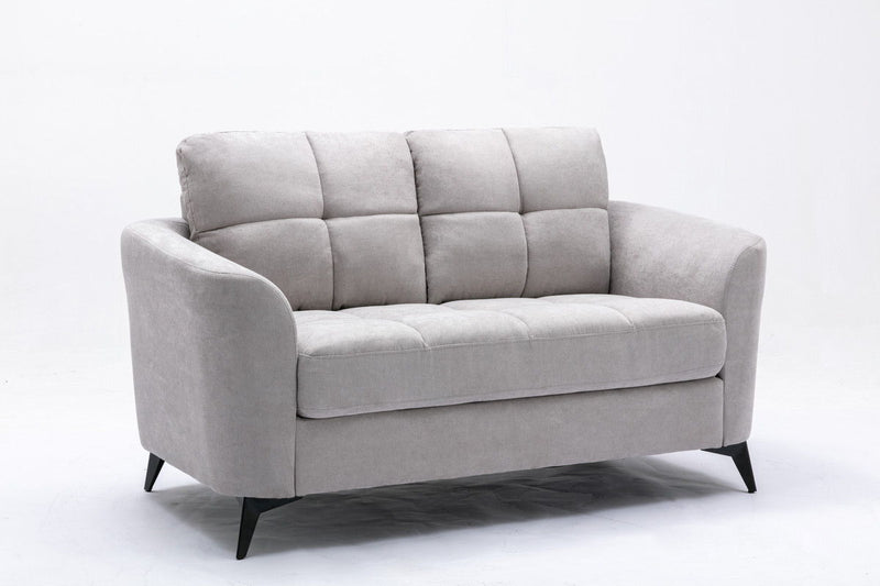Woven Fabric Loveseat with Tufted Cushions and Metal Legs - Gray, photo 5 of 5