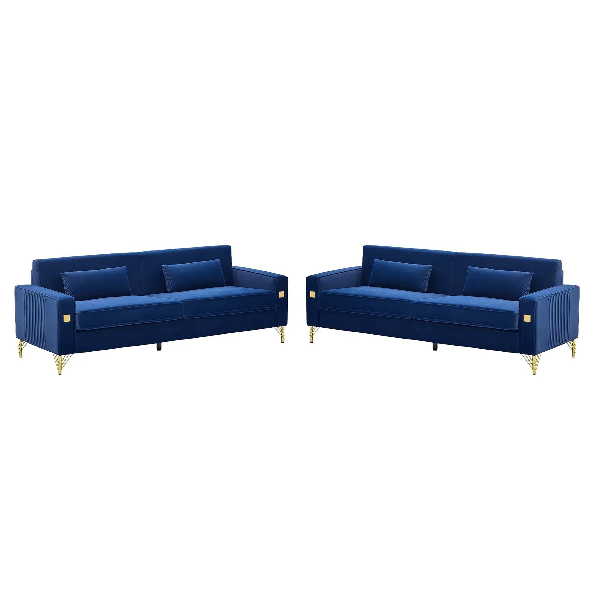 Royal Blue Velvet 2-Piece Sofa Set by HouseOfZazla