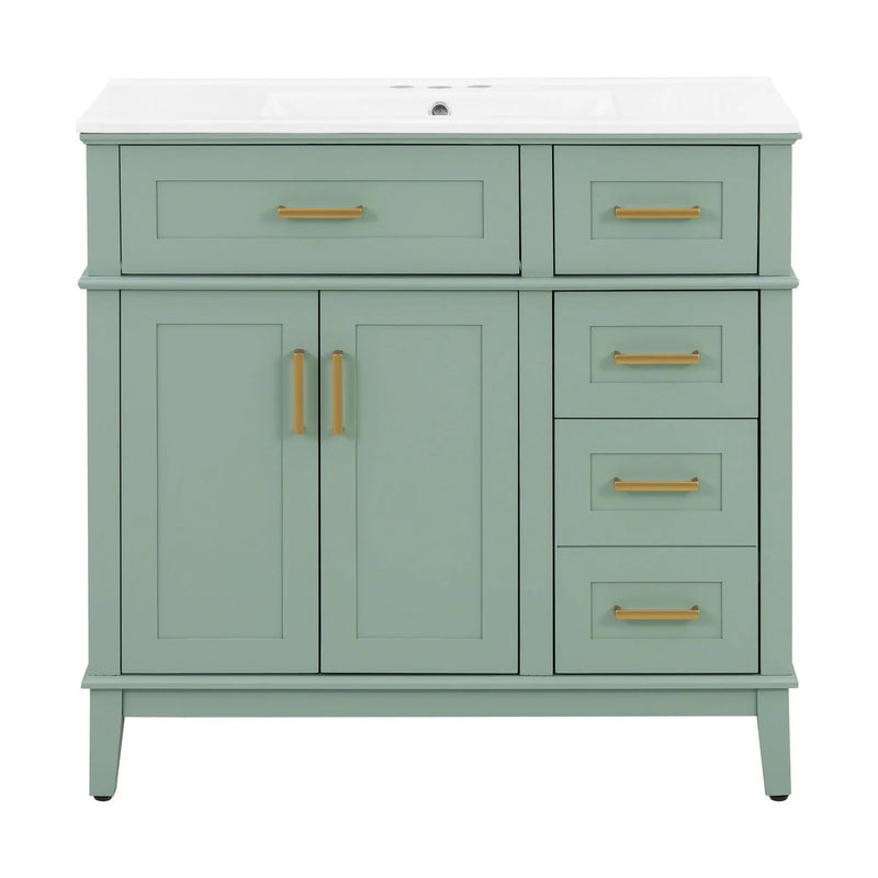 Bathroom Vanity With Sink, Soft Close Doors, 4 Storage Drawers