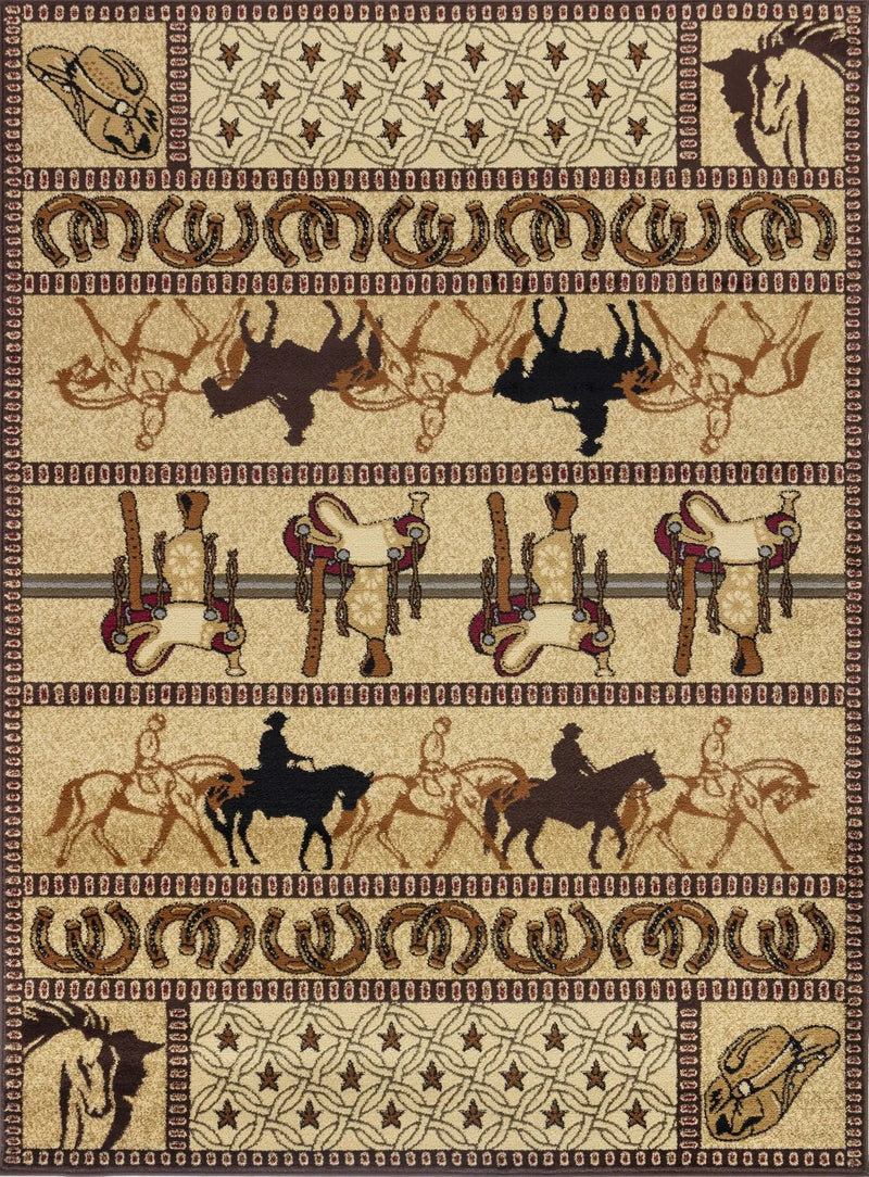 Tribes - 5'3" X 7'3" Southwest Area Rug - Beige - Polypropylene by HouseOfZazla