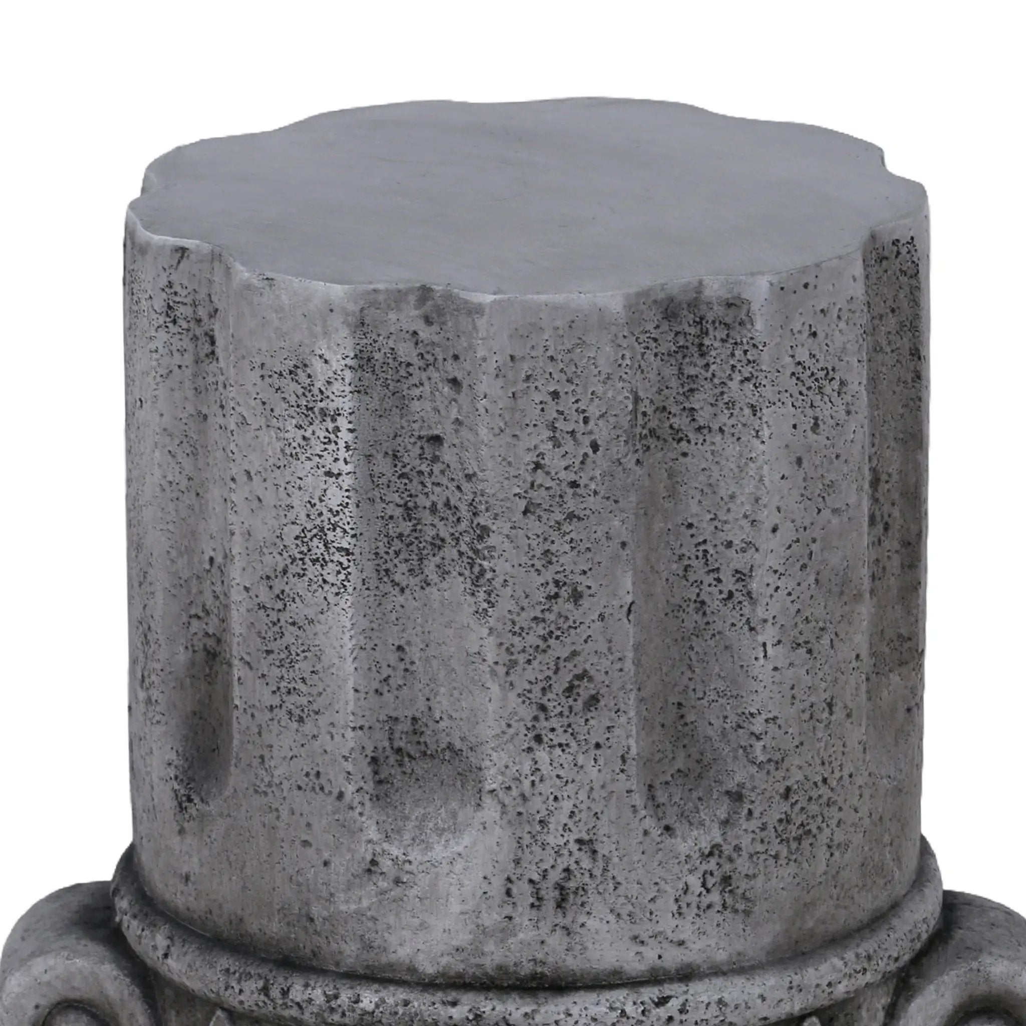 Outdoor End Table, Round Side Table For Patio And Garden - Antique Gray