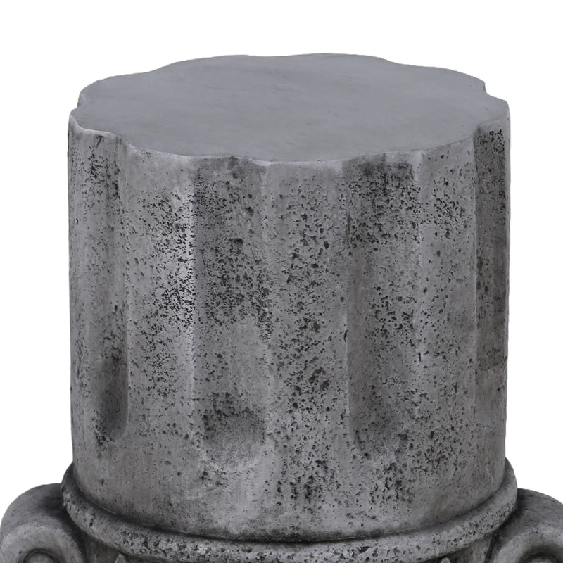 Outdoor End Table, Round Side Table For Patio And Garden - Antique Gray