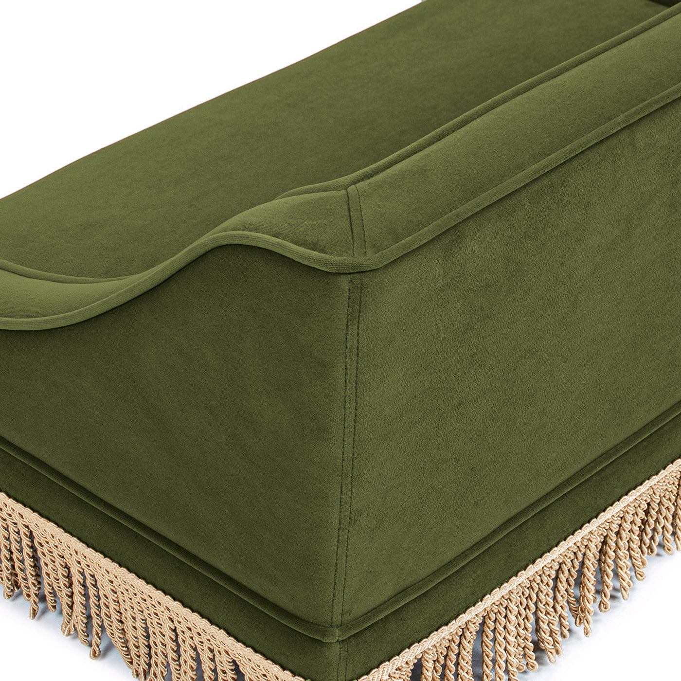Duchess 33' Medium Princess Pet Bed Sofa with Fringe Skirt, Olive Green Velvet by HouseOfZazla