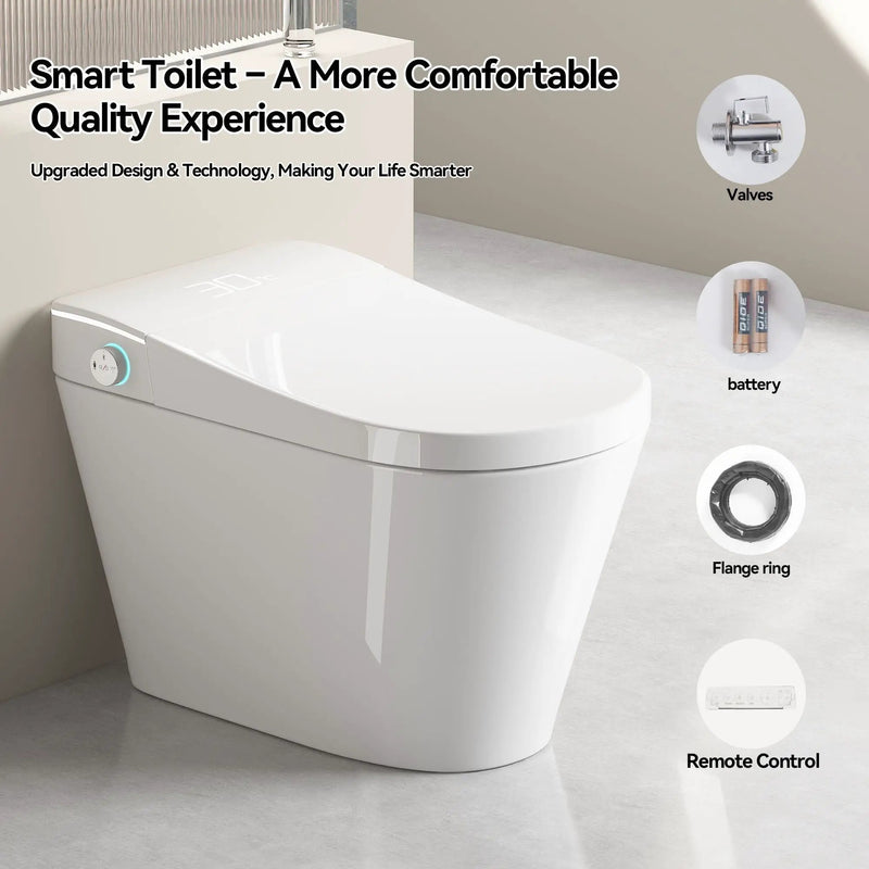 Smart Bidet Toilet With Auto Open / Close Seat, Warm Water Wash, Heated Seat, And Wireless Remote Control by HouseOfZazla