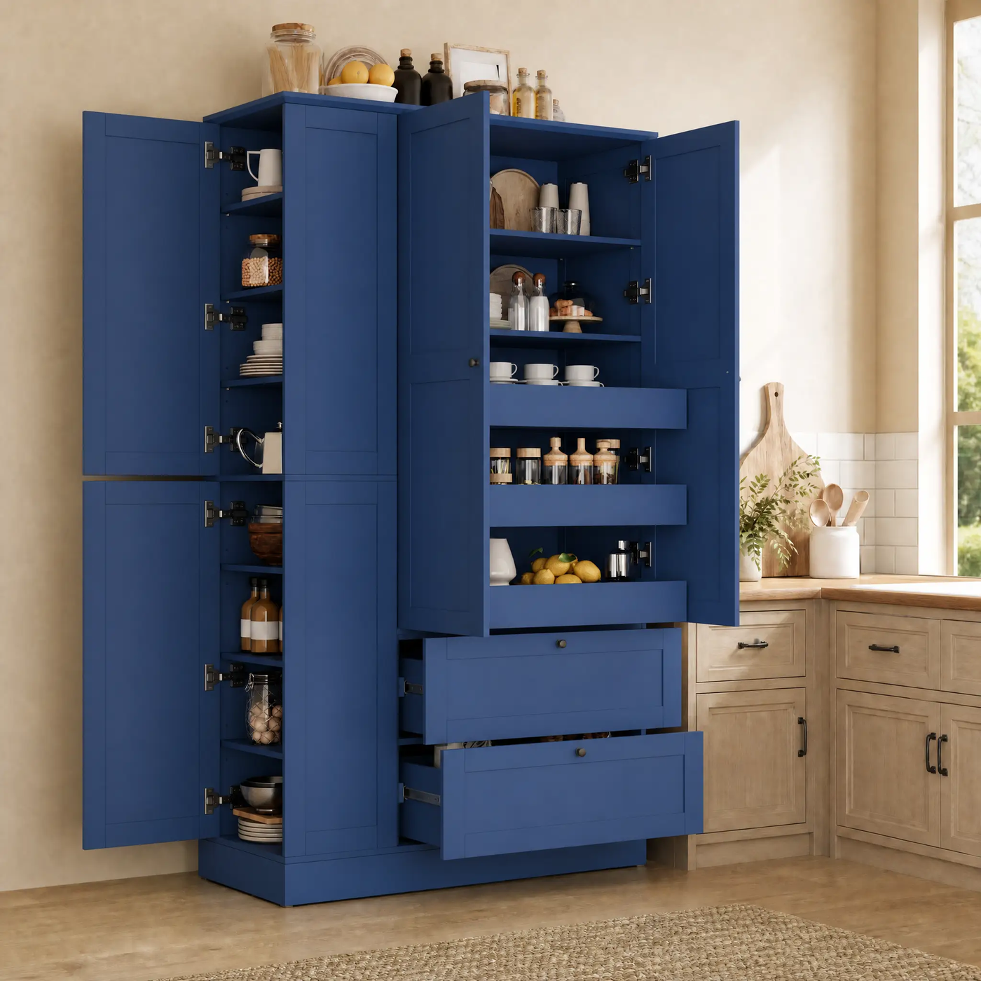 TOPMAX 73.6" Tall Farmhouse Kitchen Pantry Cabinet with 8 Shelves by HouseOfZazla