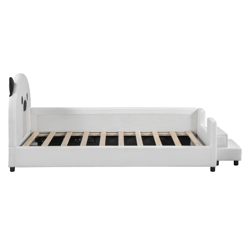Upholstered Daybed With Bear Shaped Headboard, Hydraulic System And Breathable Fence by HouseOfZazla