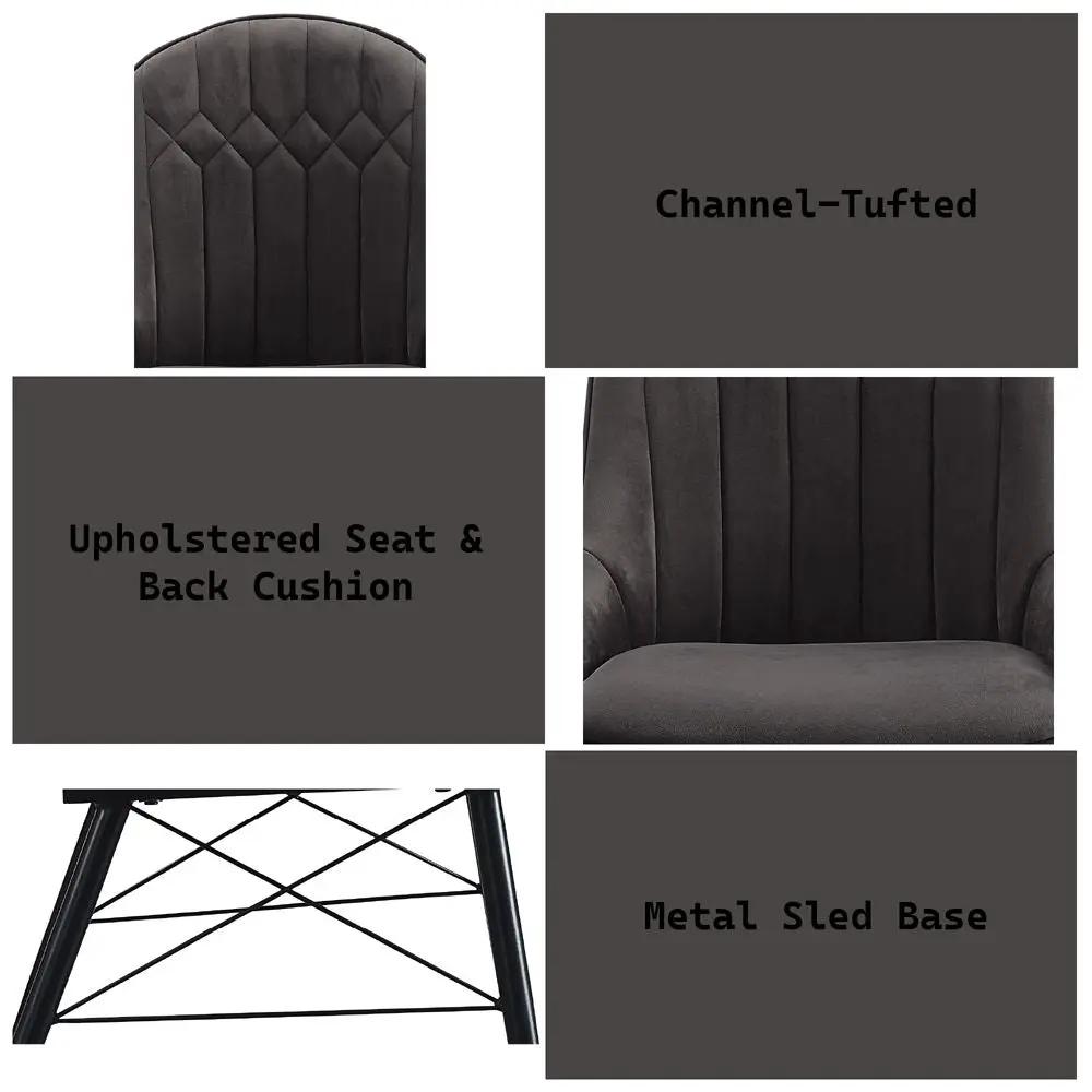 Abraham - Side Chair (Set of 2) - Dark Gray Fabric & Black by Unique Piece Furniture