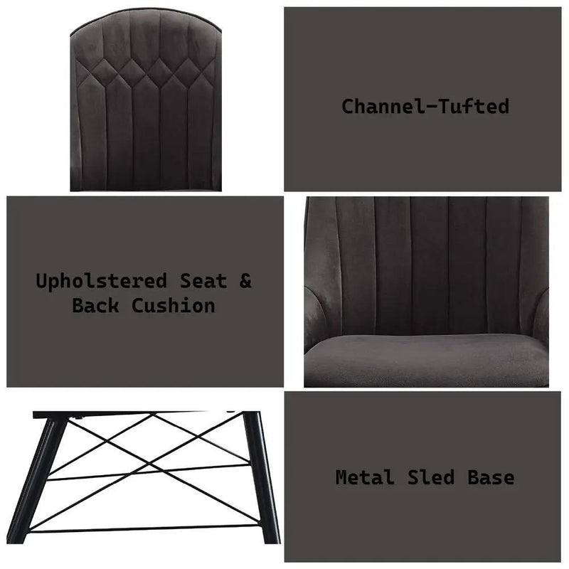 Abraham - Side Chair (Set of 2) - Dark Gray Fabric & Black by Unique Piece Furniture