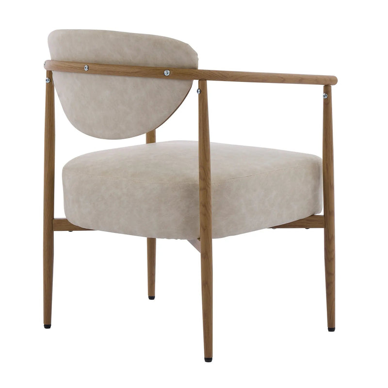Beige PU Leather Dining Room Chair with Metal Frame by HouseOfZazla