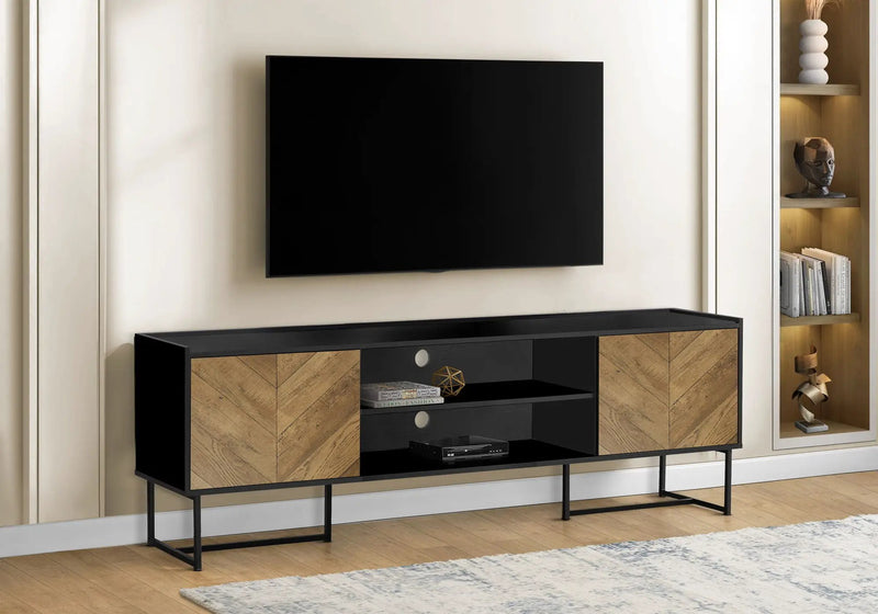TV Stand, Console, Media Entertainment Center, Storage Cabinet, Modern - Black by HouseOfZazla