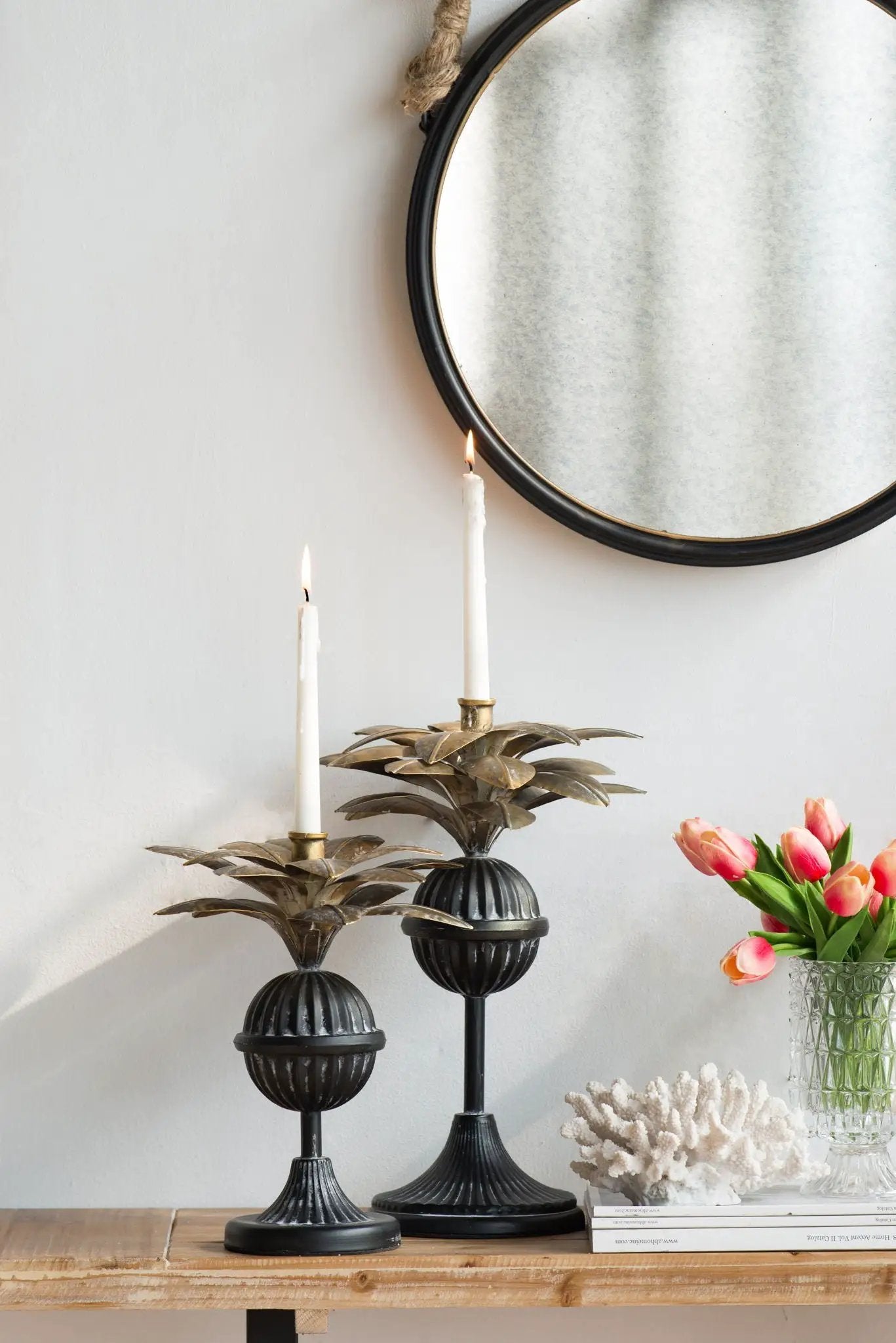 Handsome Cleveland Mirror With Rope Strap Contemporary Design Circle Mirror With Round Metal Frame For Wall Decor by Unique Piece Furniture