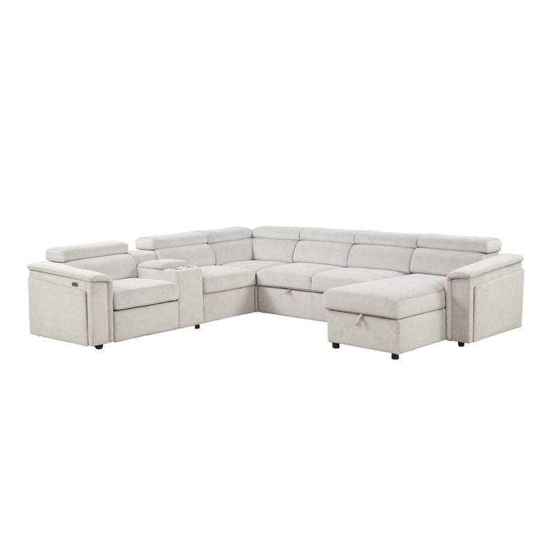 Harvey - Power Recliner Sectional Sleeper - Beige by HouseOfZazla