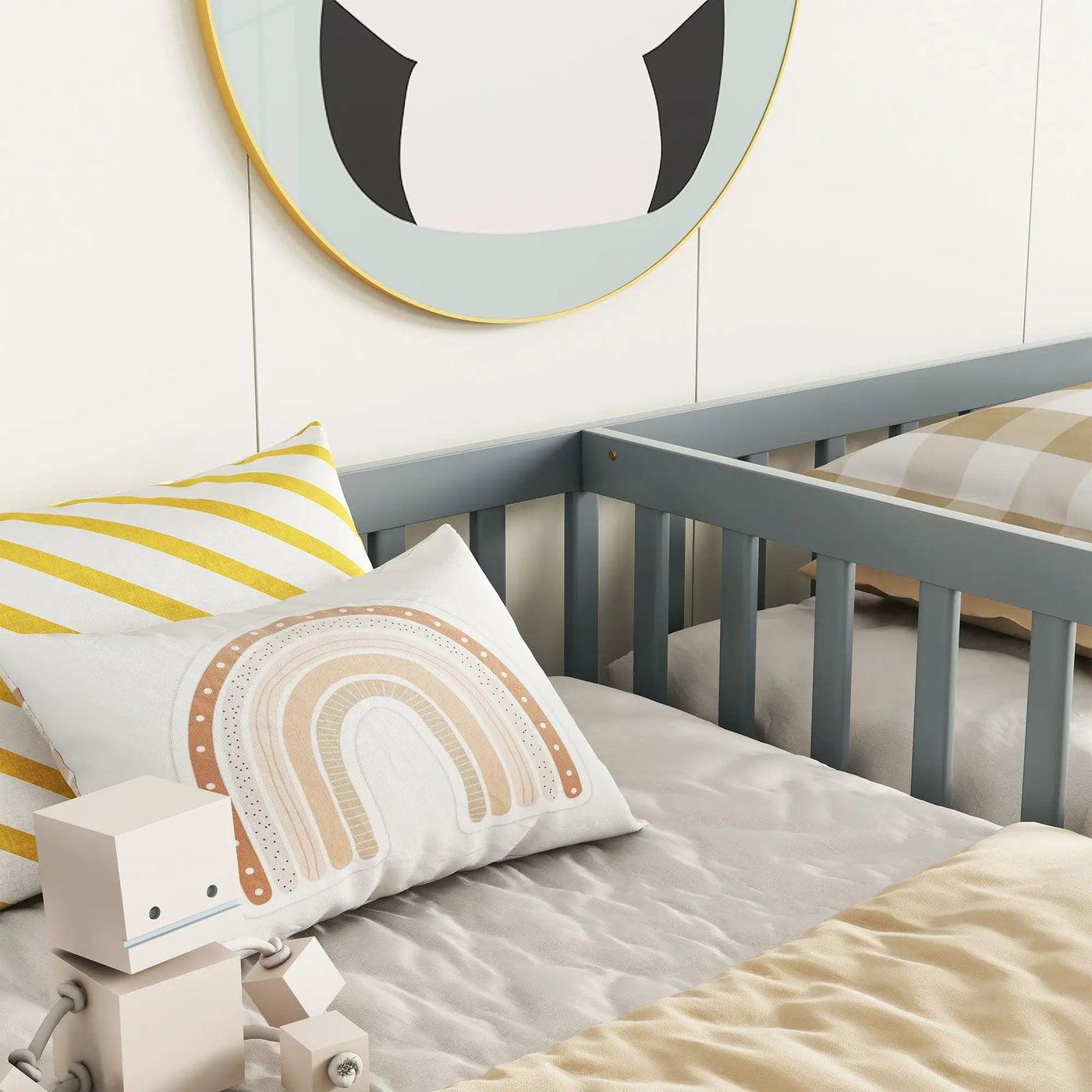 Double Floor Bed With Fence, Guardrails, Without Door by Unique Piece Furniture