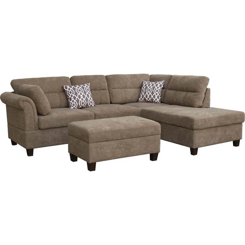 Diego - Fabric Sectional Sofa With Right Facing Chaise, Storage Ottoman, And 2 Accent Pillows by Unique Piece Furniture