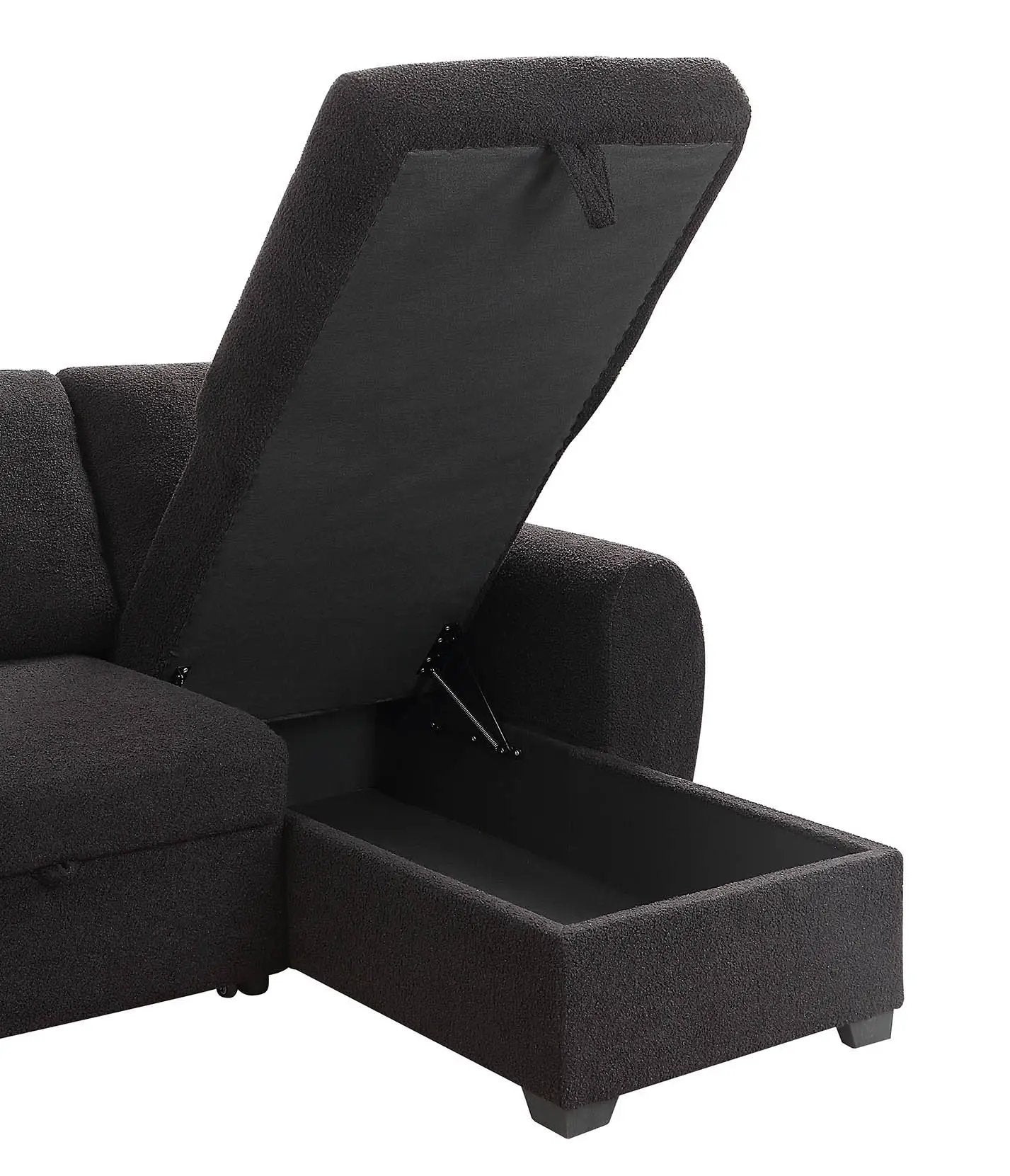 Veronica - Reversible Sleeper Sectional Sofa With Storage Chaise - Black by Unique Piece Furniture