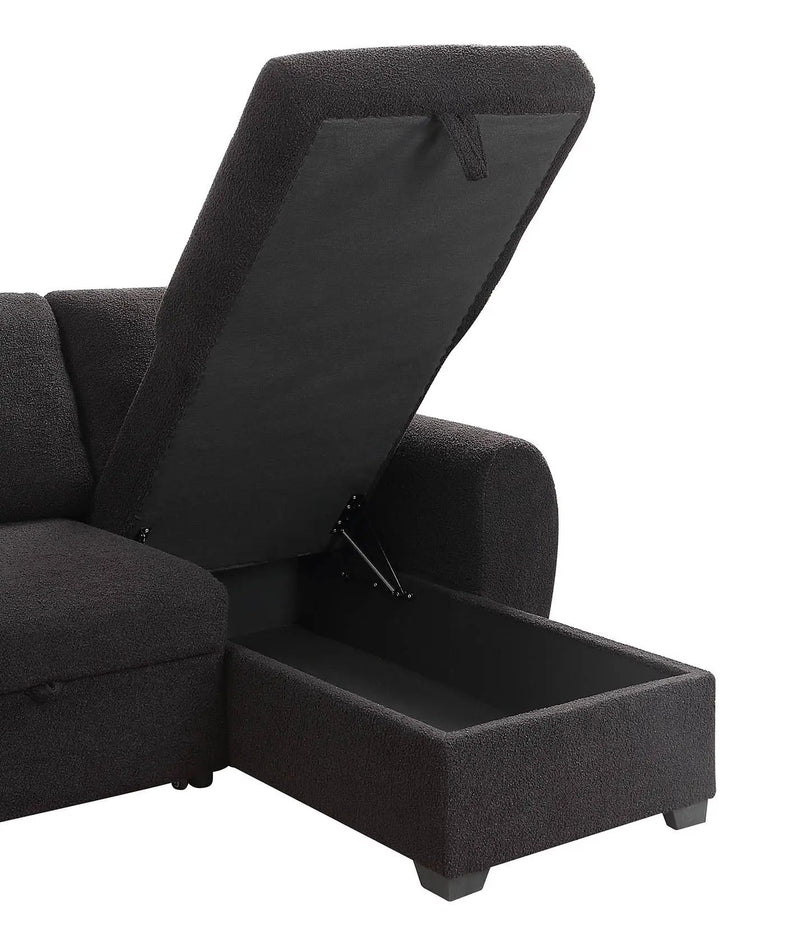Veronica - Reversible Sleeper Sectional Sofa With Storage Chaise - Black by Unique Piece Furniture