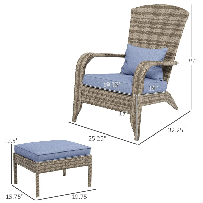 Wicker Adirondack Chair with Ottoman by HouseOfZazla