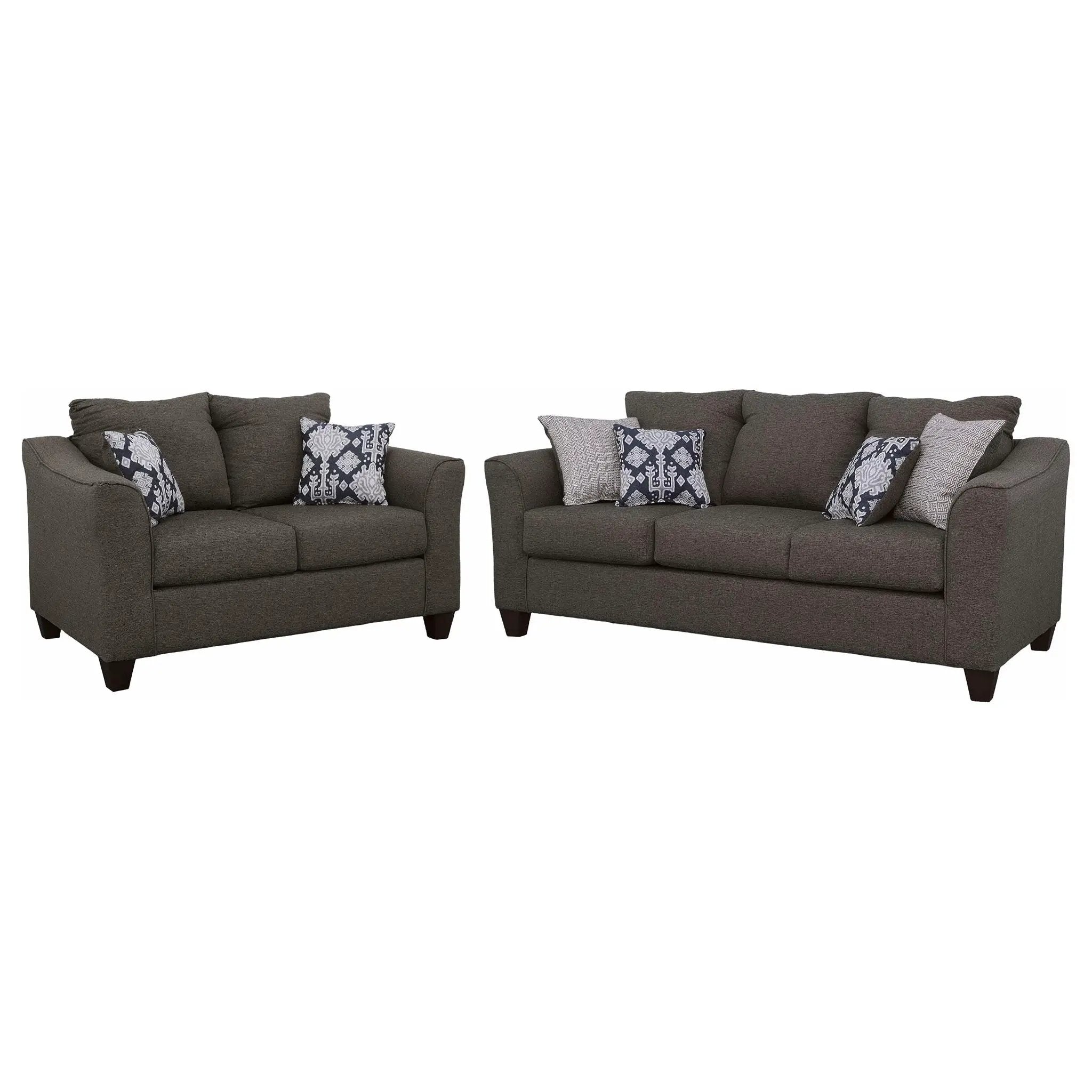 Salizar 2-piece Upholstered Flared Arm Sofa Set Grey by Unique Piece Furniture
