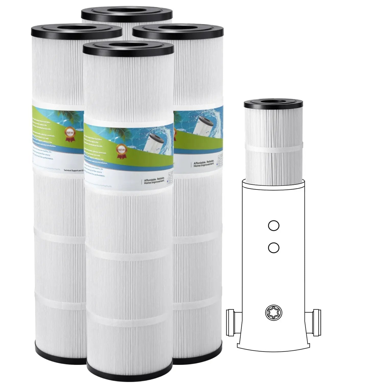4Pack Hot Tub Spa Pool Filter Cartridge 105 Sq. Ft Compatible Pentair CCP320 by HouseOfZazla