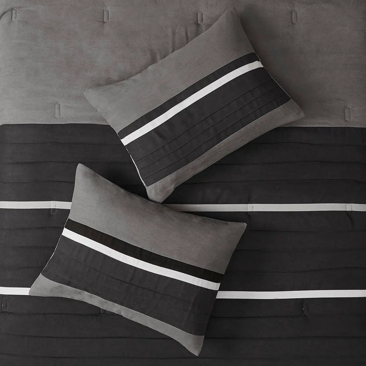 7 Piece Faux Suede Comforter Set Black California King by HouseOfZazla