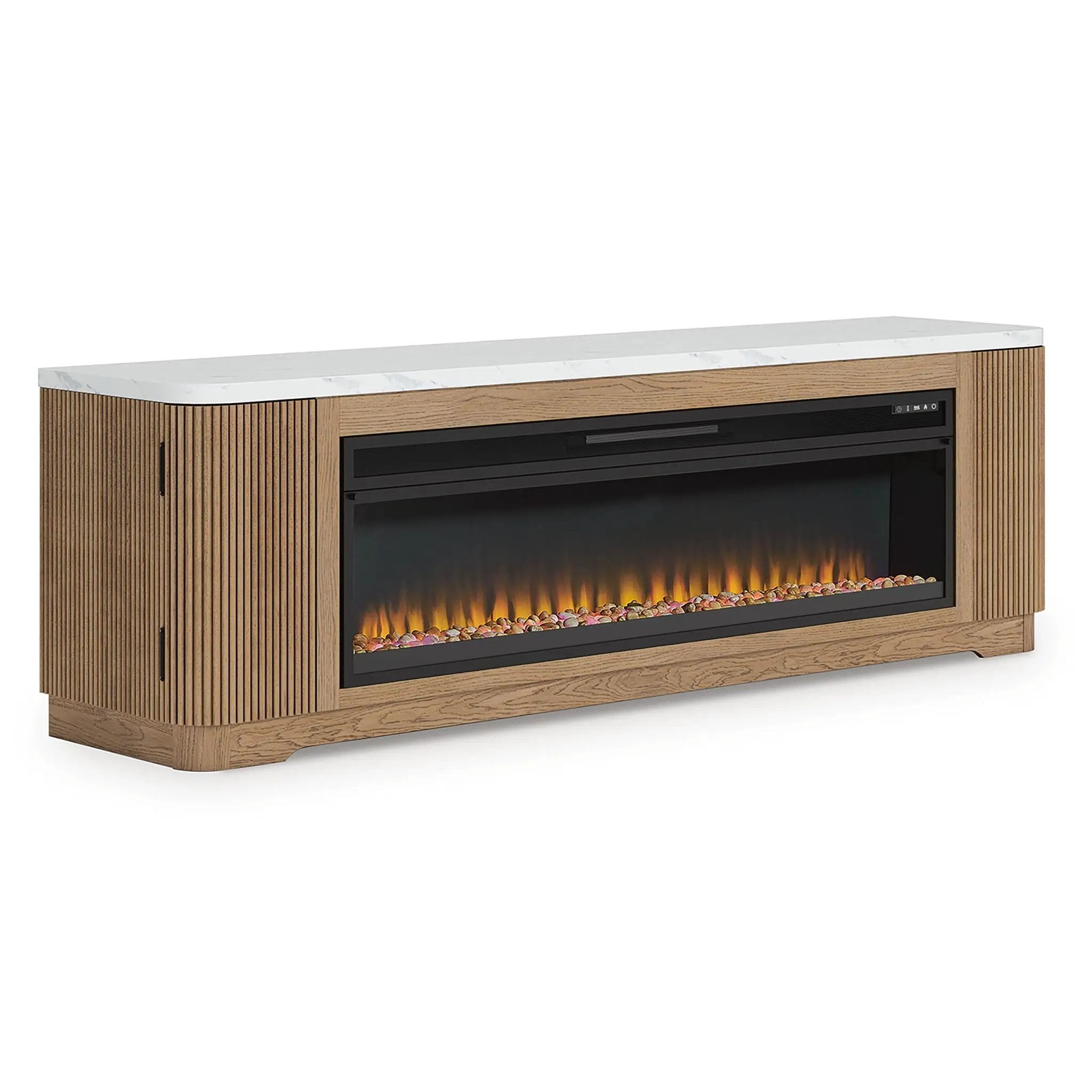 Camdill - 80" TV Stand With Electric Fireplace - Light Brown by Unique Piece Furniture