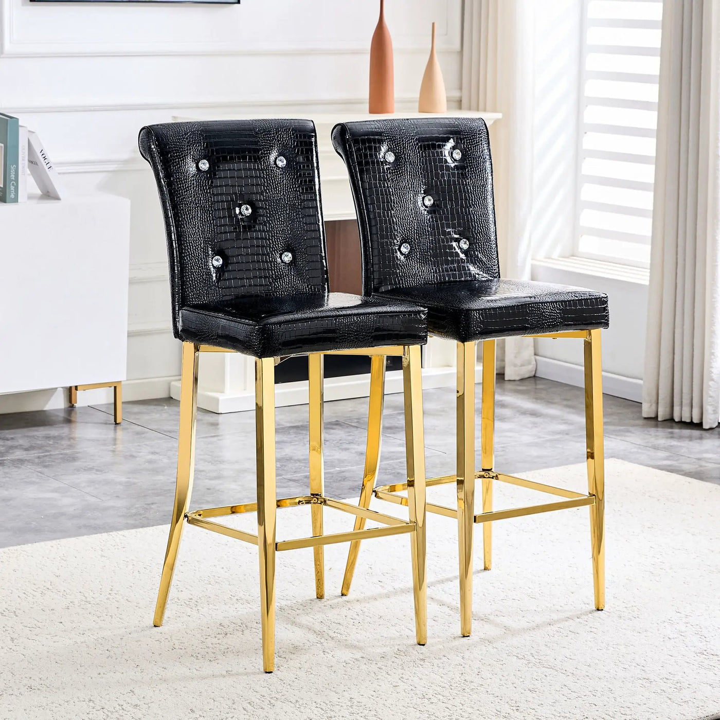 Bar Chairs With Crystal Clasp Design (Set of 2) by HouseOfZazla