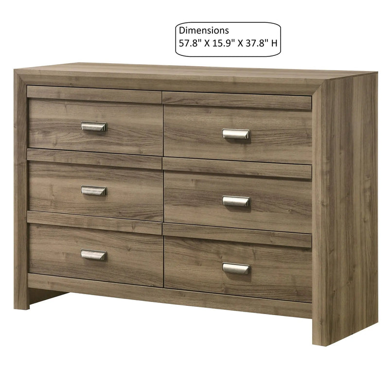 6 Drawers Storage Dresser, Bedroom Furniture - Light Brown by Unique Piece Furniture