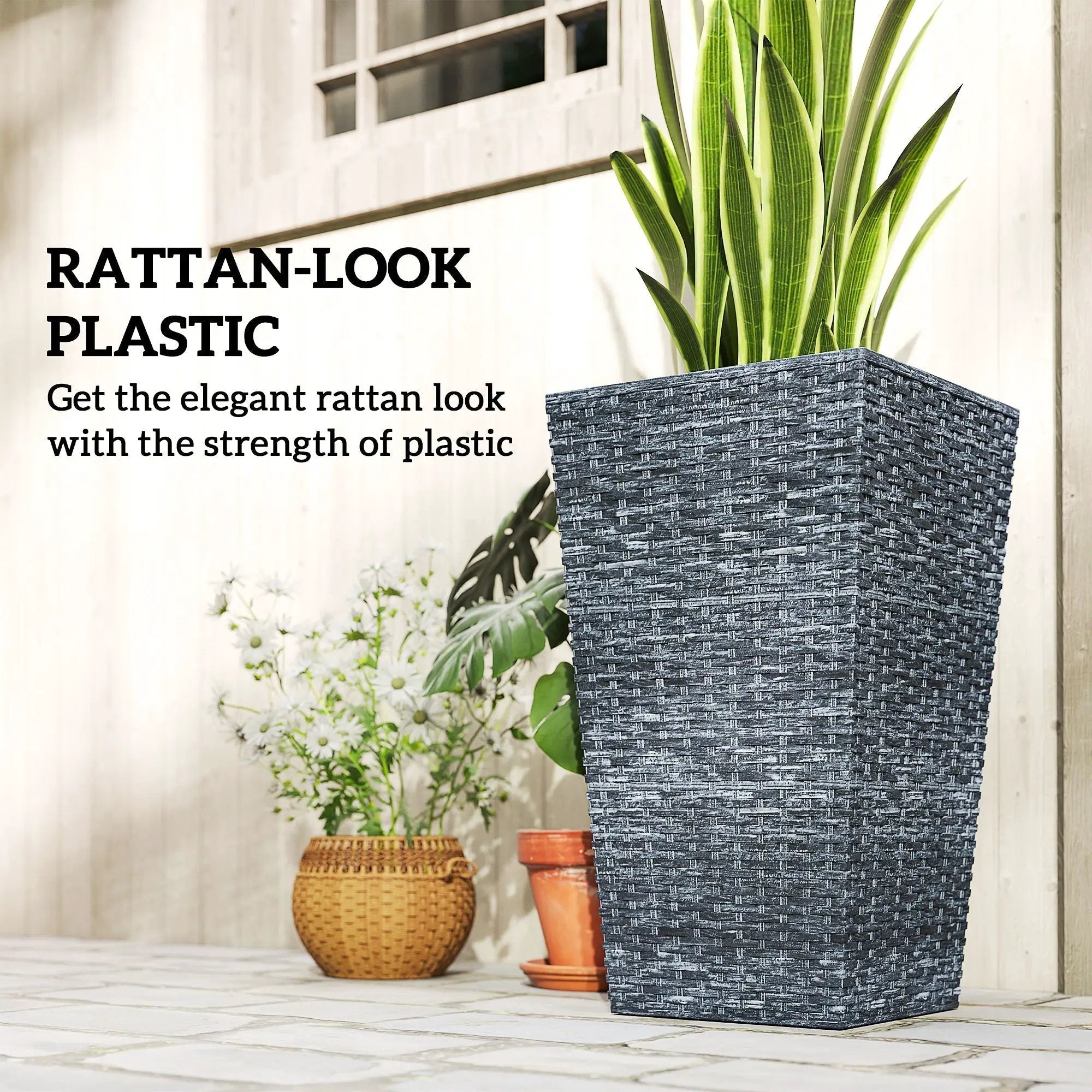 Taper Planters Set of 3 with Drainage Holes for Indoor and Outdoor Use by HouseOfZazla