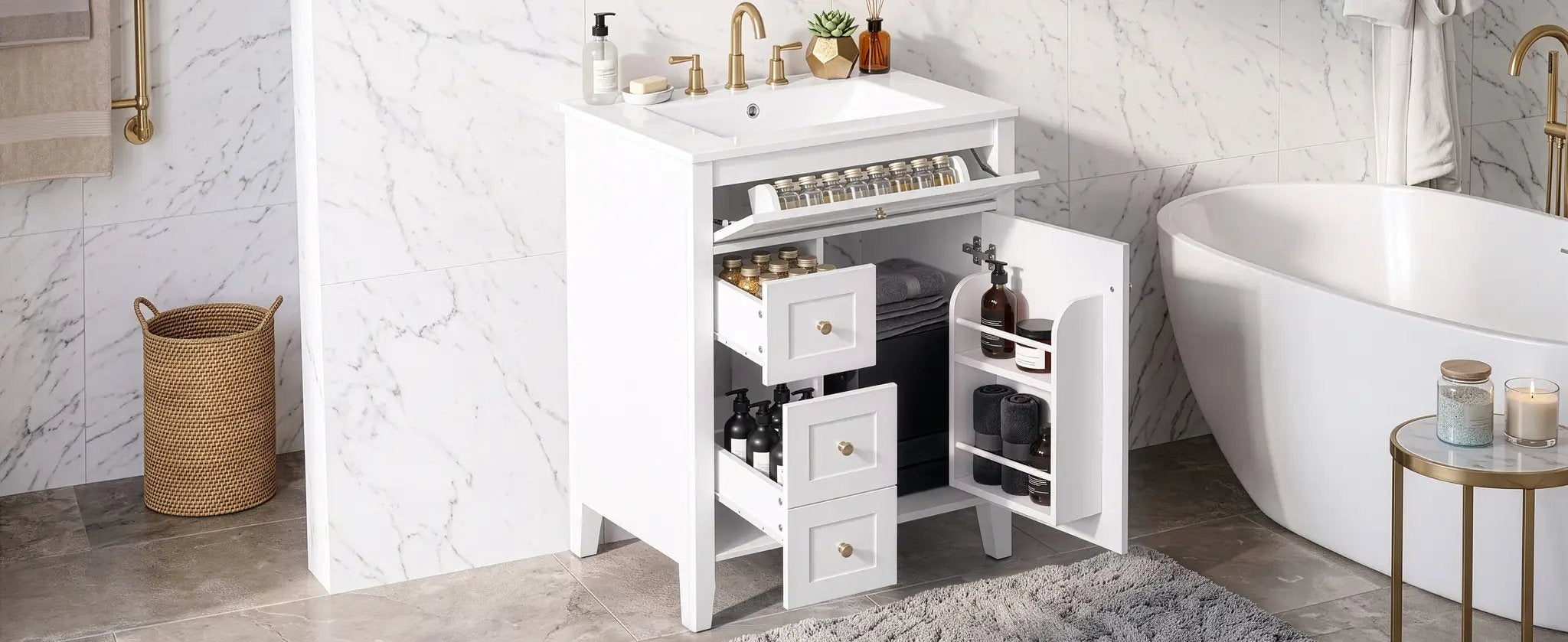 24" Modern Bathroom Vanity with Ceramic Sink by HouseOfZazla