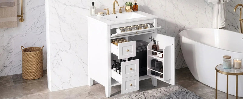 24" Modern Bathroom Vanity with Ceramic Sink by HouseOfZazla