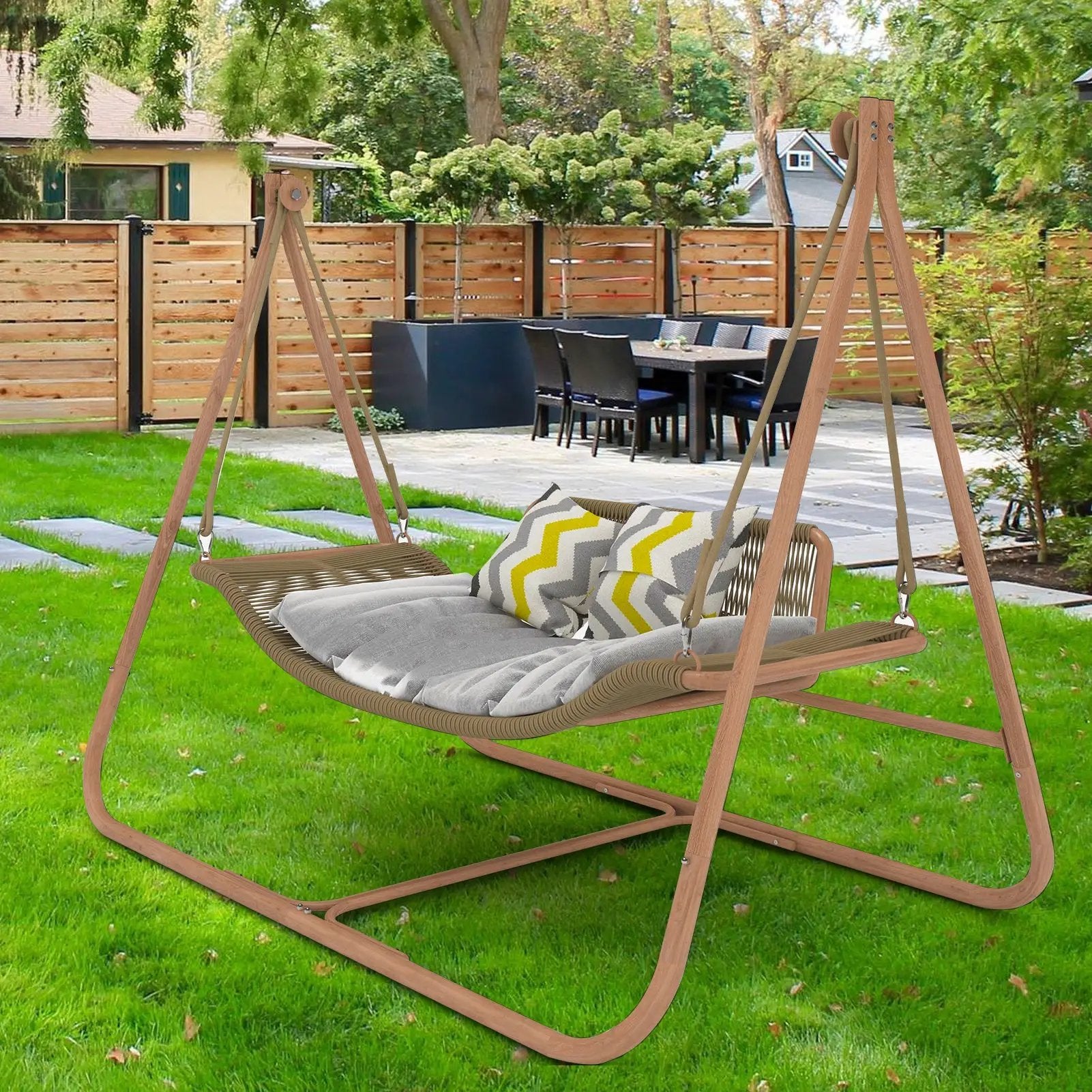 Freestanding Double Egg Swing Chair with Stand by HouseOfZazla