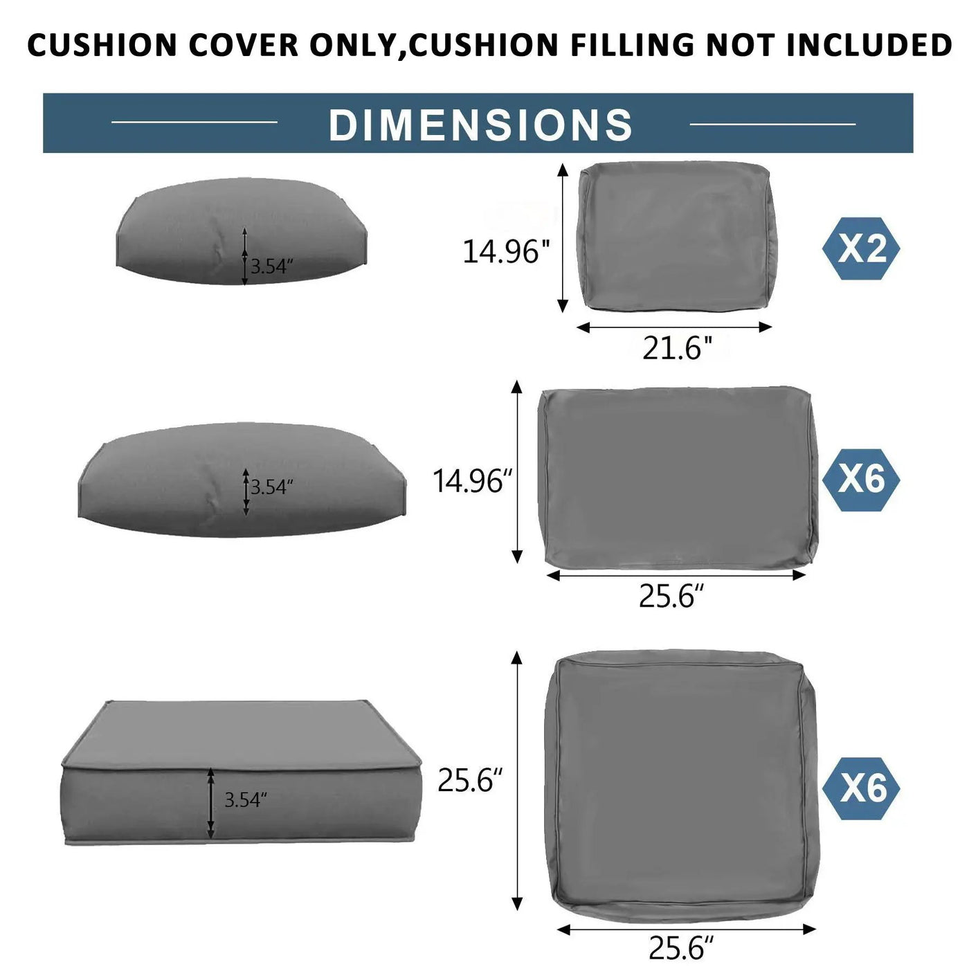 Outdoor Deep Seat Cushions For Patio Furniture Replacement, Cushion Set For Sectionals by HouseOfZazla