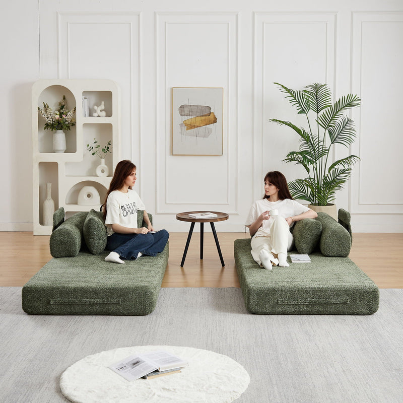 Convertible Sleeper Sofa Bed With Cylindrical Pillow by HouseOfZazla
