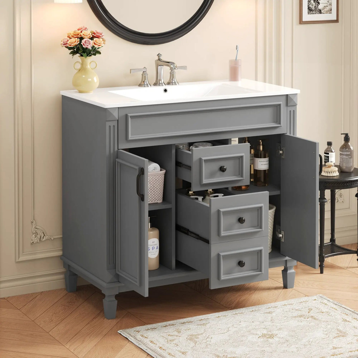 Bathroom Vanity With Top Sink and Soft-Closing Storage by HouseOfZazla