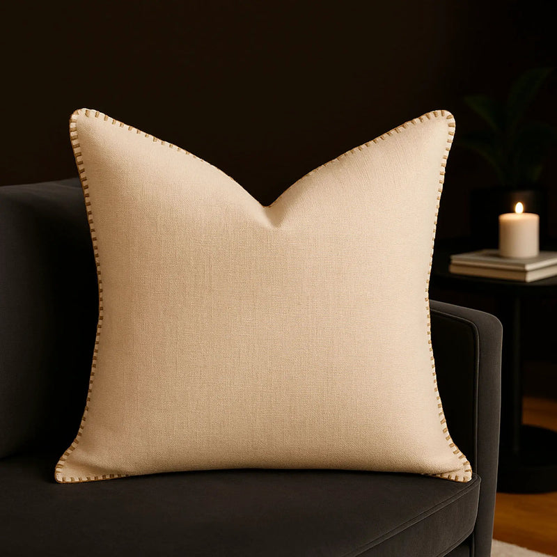Homey Cozy - Throw Pillow With Decorative Stitching - Ivory by Unique Piece Furniture