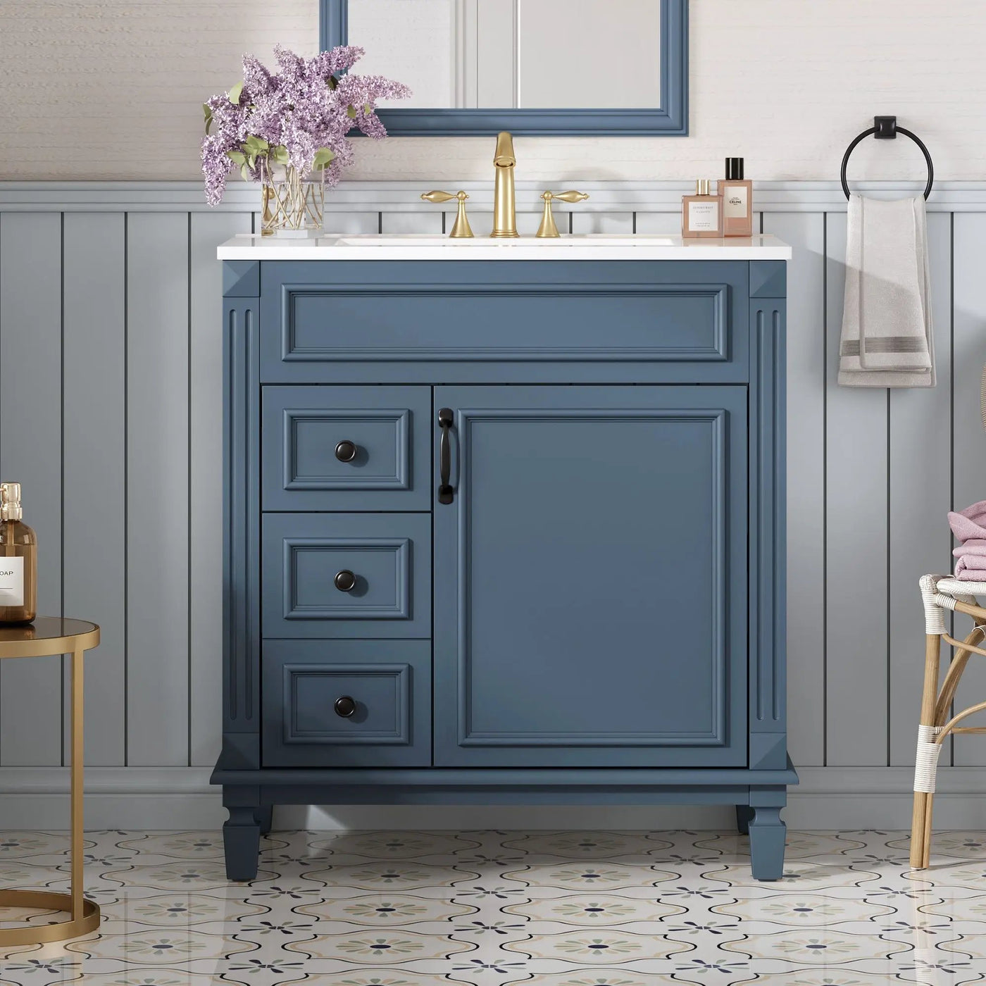Bathroom Vanity With Sink, Cabinet With 2 Drawers And Adjustable Shelf by HouseOfZazla