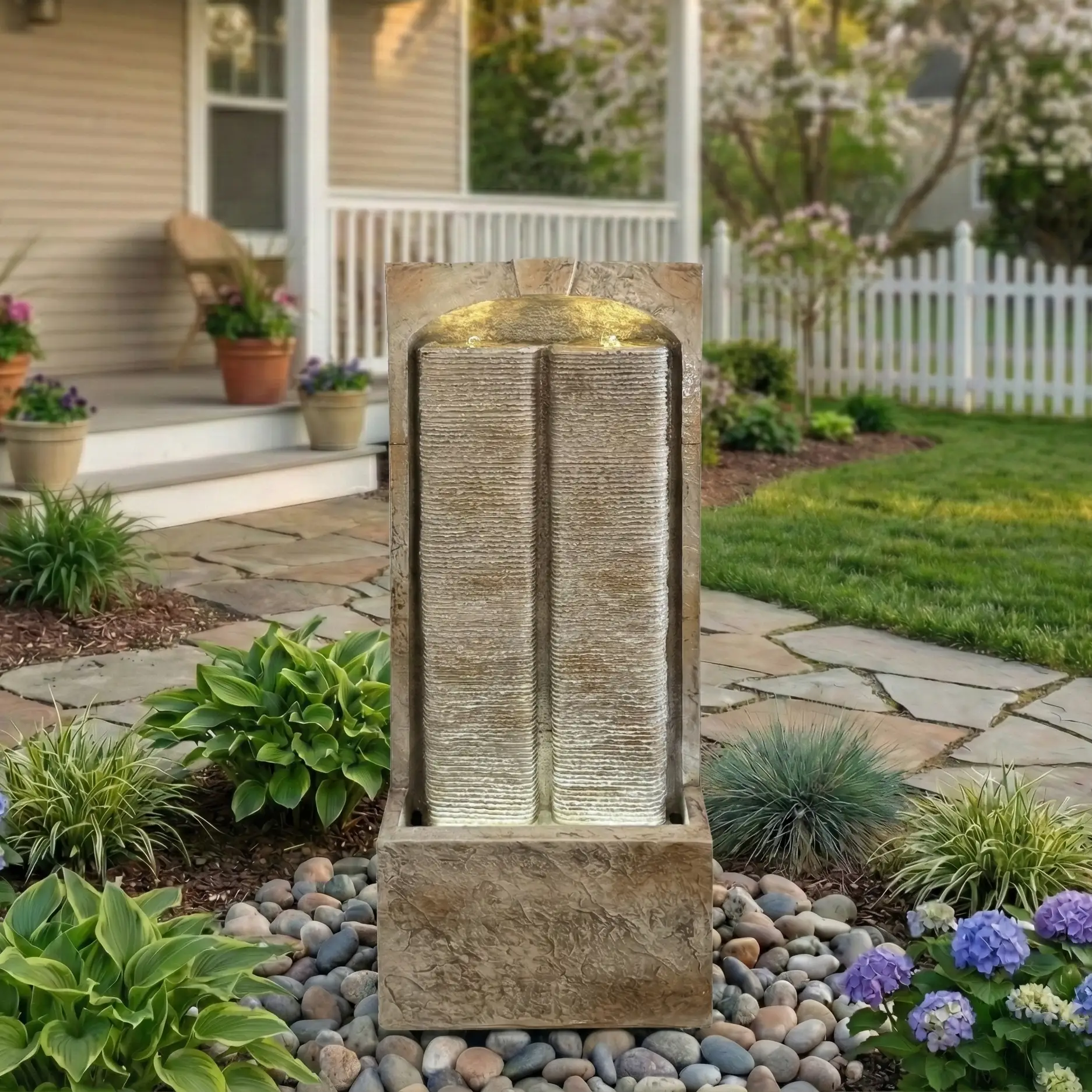 39 Inch Outdoor Water Fountain with Pump by HouseOfZazla