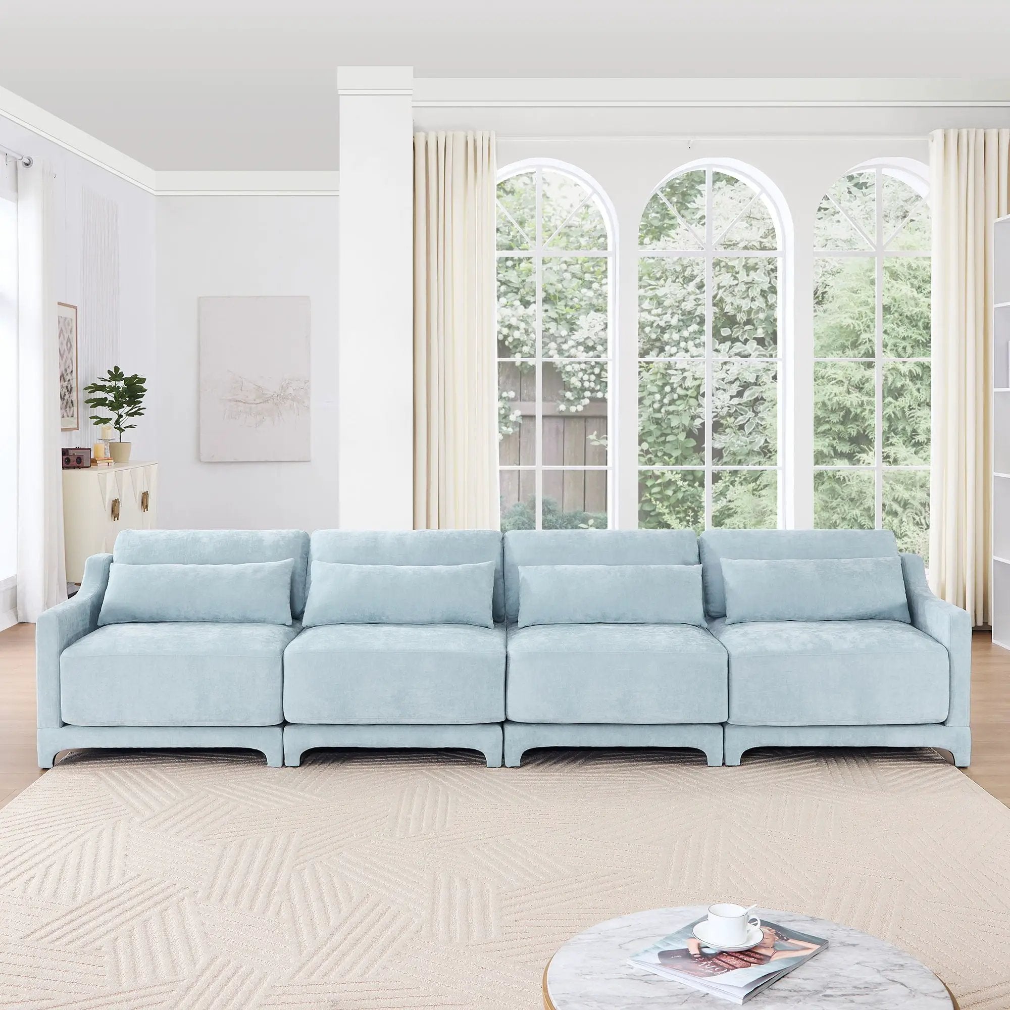 Elegant Sofa With Ergonomic Design And Lumbar Pillows by Unique Piece Furniture