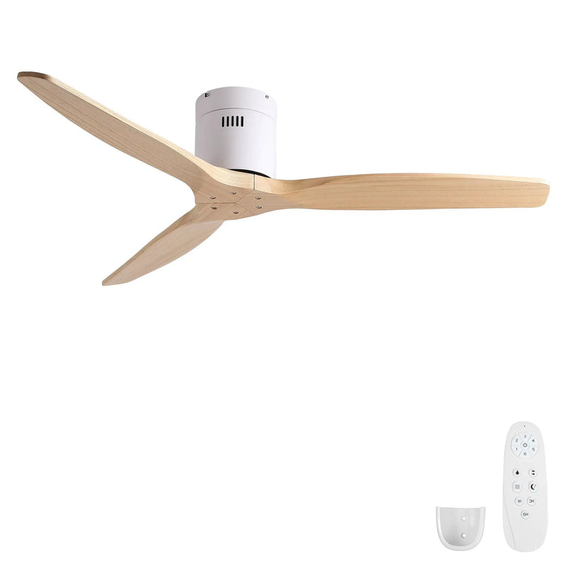 Low Profile Flush Ceiling Fan Without Light - Matte White / White by HouseOfZazla