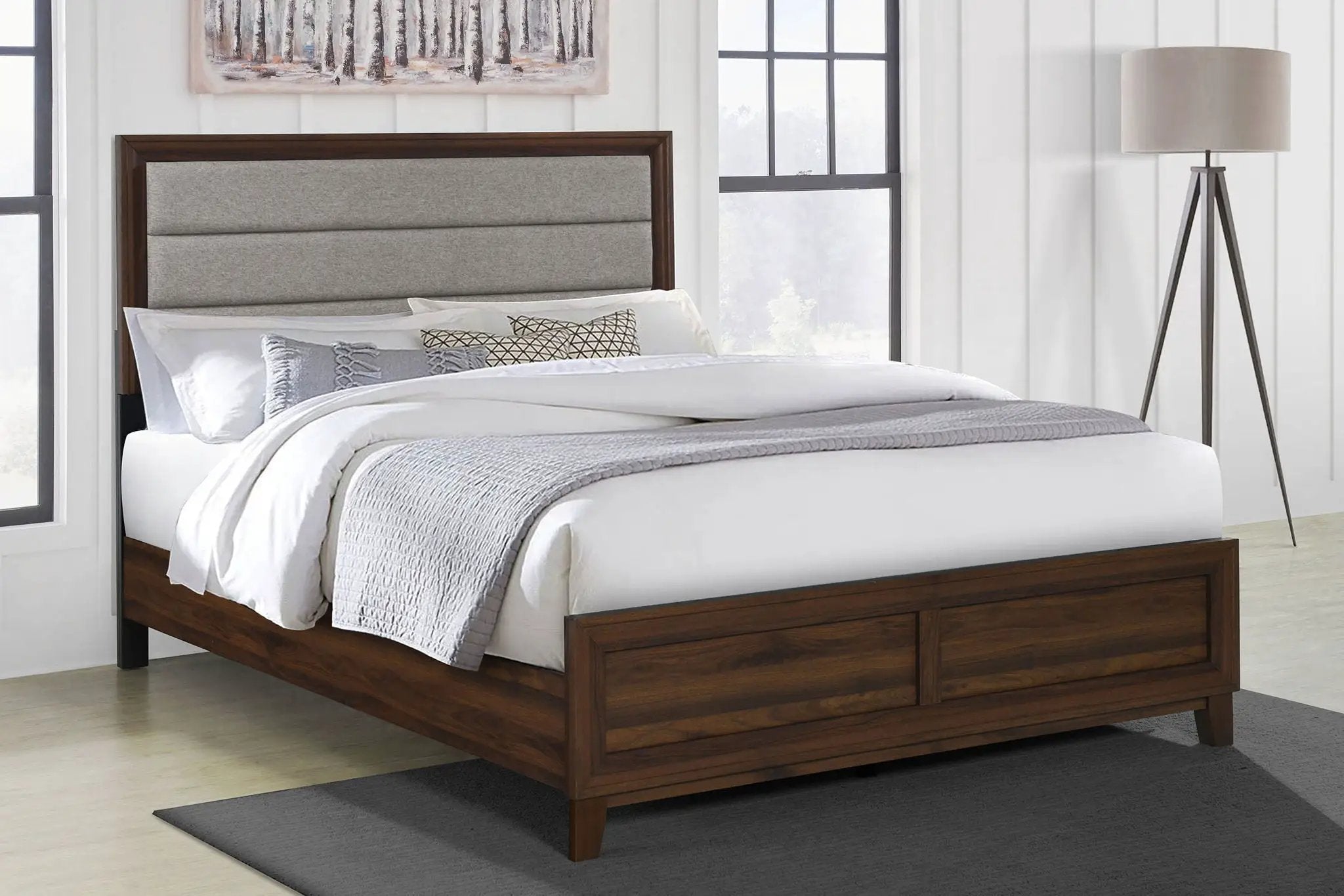 Welsley 50-inch Upholstered Queen Bed Walnut by Unique Piece Furniture