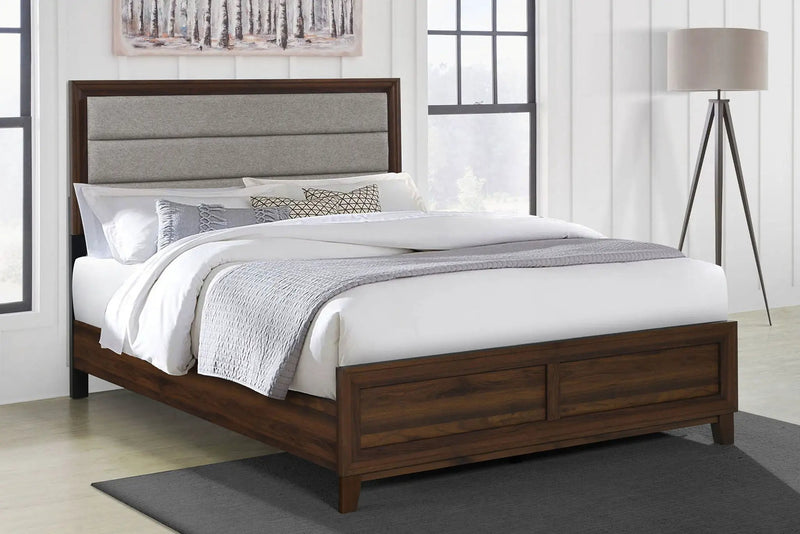 Welsley 50-inch Upholstered Queen Bed Walnut by Unique Piece Furniture