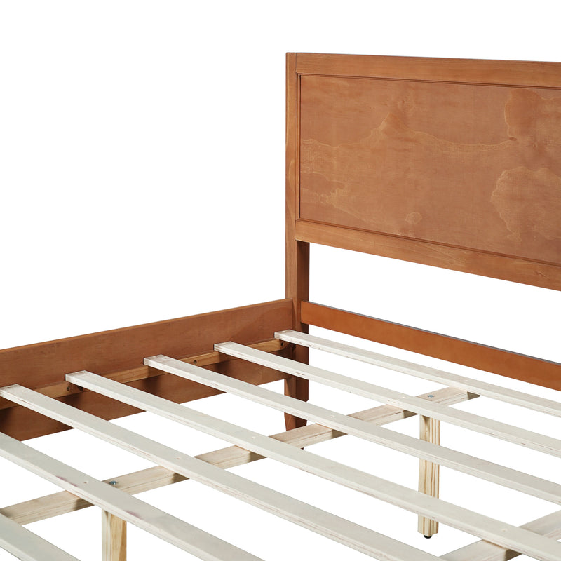 King Size Wood Platform Bed Frame with Classic Panel Headboard by HouseOfZazla