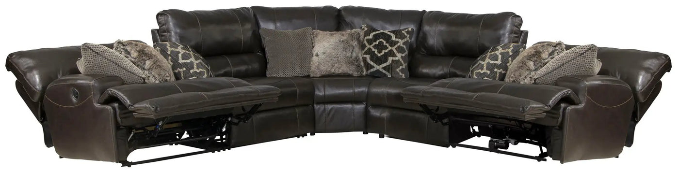 Como - 5 Piece Italian Leather Match Reclining Sectional by Unique Piece Furniture