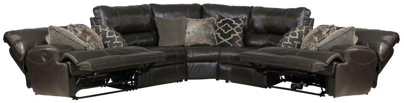 Como - 5 Piece Italian Leather Match Reclining Sectional by Unique Piece Furniture