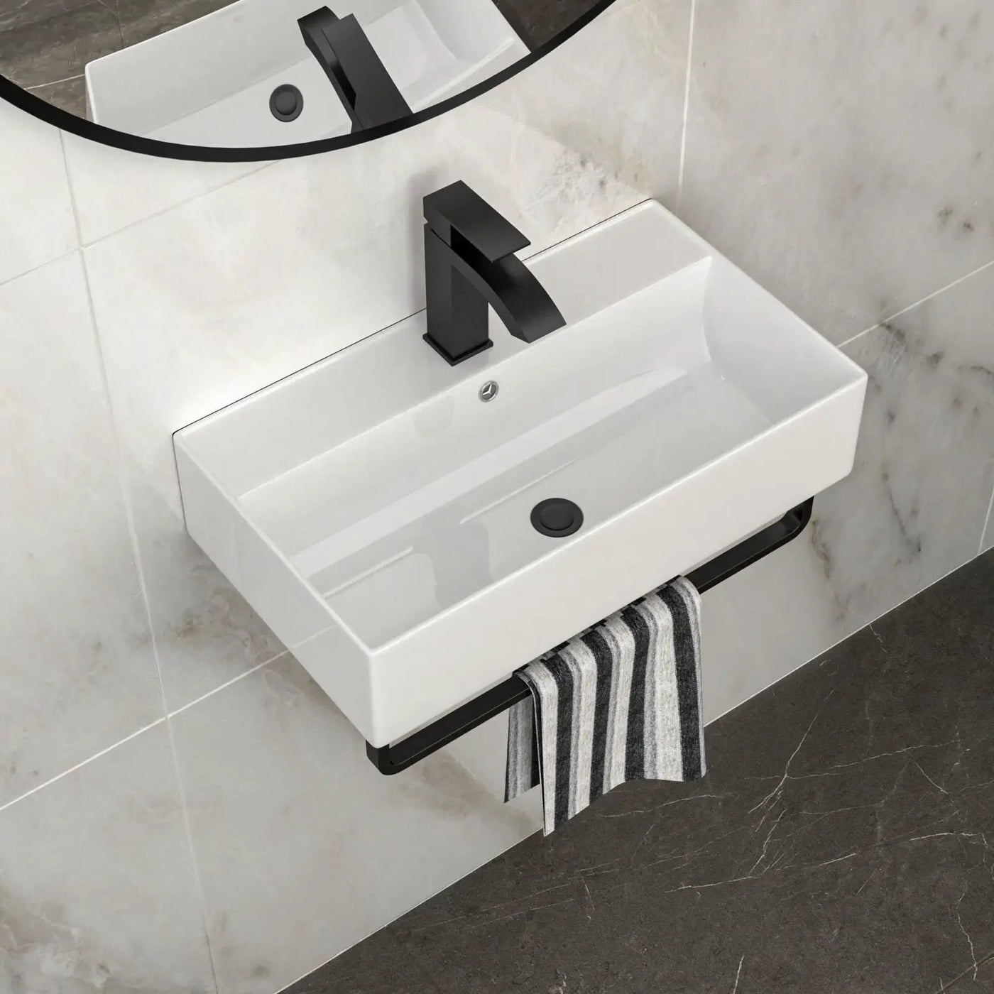 Wall Mounted Rectangular Bathroom Sink With Towel Bar by HouseOfZazla