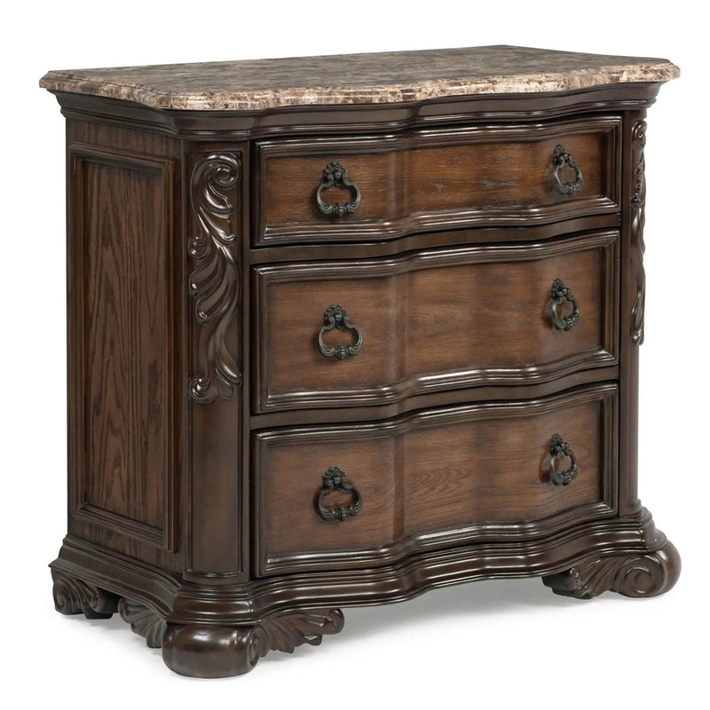 Nightstand, 3 Drawers - Brown / Coffee by Unique Piece Furniture