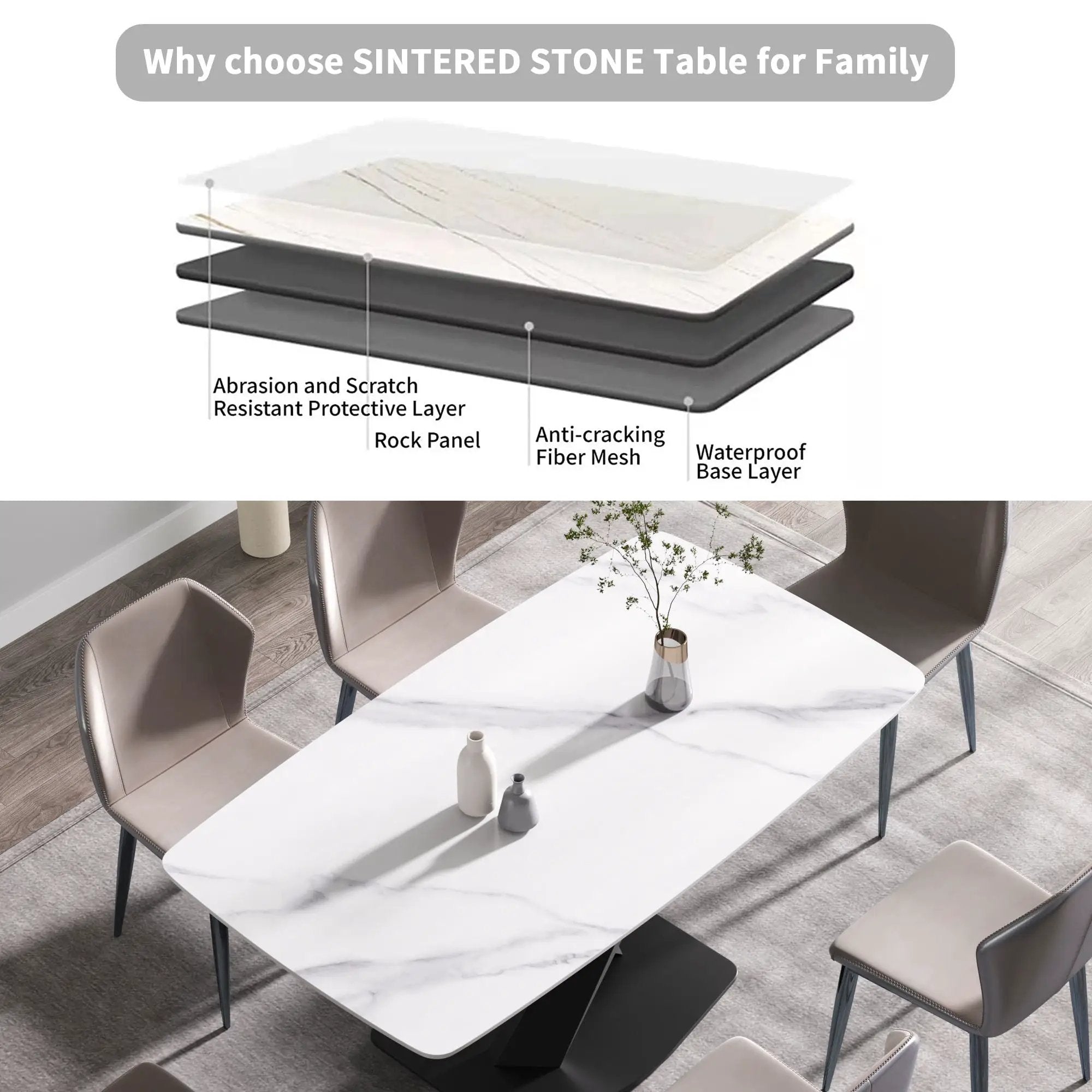 70.87" Modern Artificial Stone White Curved Black Metal Leg Dining Table, Can Accommodate 6-8 People - White / Black by HouseOfZazla