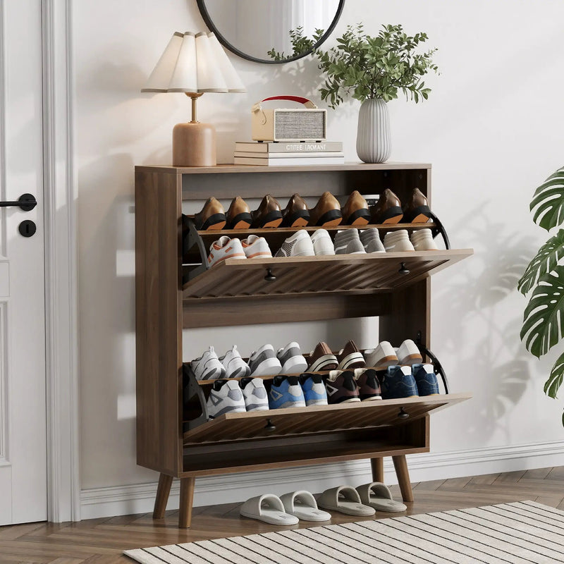 Shoe Cabinet, Storage Unit For Hallways - Walnut by Unique Piece Furniture